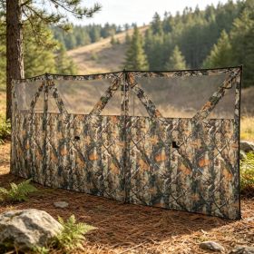 Camouflage Hunting Blind – 3-Panel 176" x 58.3" with Quick-Access See Through Windows for Fast Setup Hunting & Camping