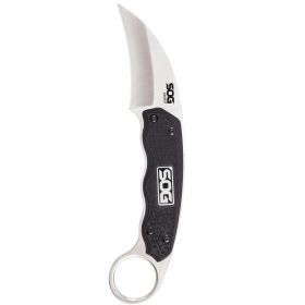 SOG Gambit Karambit Fixed 2.58" Satin Hawkbill Blade GRN Handles Molded Nylon Sheath