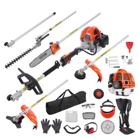 VEVOR 43CC 6-in-1 Multi-Functional Trimming Tools, Gas Hedge Trimmer, Weed Eater, String Trimmer, Brush Cutter, Edger