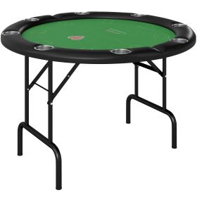 Soozier Poker Table Foldable 47" Round Casino Folding Game Table for 8 Players with Cup Holders, Green