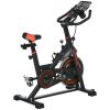 Soozier Exercise Bike, Flywheel Indoor Stationary Bike, Adjustable Height & Resistance, with LCD Monitor, Pedal Cage and Shelf Tray