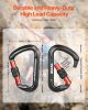 VEVOR Climbing Carabiner Clips, 3 PCS Heavy Duty Caribiner, Professional 30 KN / 6744 lbs Spindle Strength, Large D-Shaped for Hiking,Rappelling