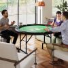 Soozier Poker Table Foldable 47" Round Casino Folding Game Table for 8 Players with Cup Holders, Green