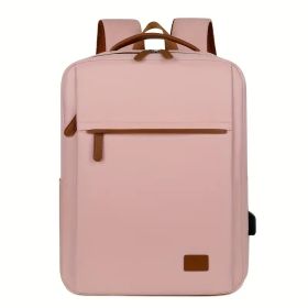 Backpack Oxford Cloth Business Computer Bag With Large Capacity, Strong And Wearable Student School Bag, Solid Color And Versatile Travel Backpac (Option: Pink)