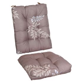 Rocking Chair Cushion 2 Pieces Back Seat Sets with Non-Slip Ties Polyester Fiber Filling Comfortable Cushions and Pads for Indoor Home Office Car (Option: PadCoffeeGreyLeaf)