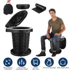 Retractable Portable Toilet Collapsible Portable Potty for Adults Emergency Toilet Kit with Adjustable Height Lid 20 Garage Bags Carry Bag for Ca (Option: Toilet)