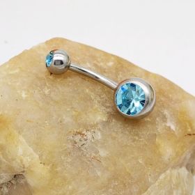 Puncture Hypoallergenic Titanium Steel Navel Buckle Belly Nail (Option: Light blue)