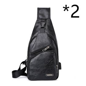 Casual Fashion Men's USB Charging Chest Bag (Option: 2pcs Black)