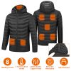 Heated Jacket Electric Heating Coat Lightweight Winter Hooded Jacket with 3-Level Heating Modes 8 Heating Zones Detachable Zipper Hood