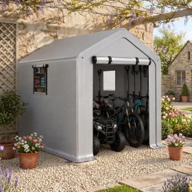 6x10 FT Storage Shed With 2 Roll-up Windows, Heavy Duty Bike Tent (Option: default)