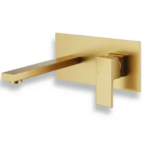 Wall Mount Faucet For Bathroom Sink Or Bathtub, Single Handle 2 Holes Brass Rough-in Valve Included, Brushed Gold[Unable Ship Weekends, TK/TEMU O (Option: defaulttitle)