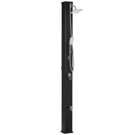 10.6 Gallons Solar Heated Shower with 360 Rotating Rainfall, Handheld Shower Head, Temperature Adjustment & Foot Shower, 2-Section Outdoor Showe (Option: Black-1140x430x210 mm)