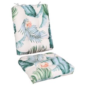 Rocking Chair Cushion 2 Pieces Back Seat Sets with Non-Slip Ties Polyester Fiber Filling Comfortable Cushions and Pads for Indoor Home Office Car (Option: PadBeigeGreenLeaf)
