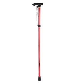 1Pc  Walking Cane Aluminum Alloy Walking Stick Adjustable Folding Travel Hiking Stick Antislip (Option: Red)