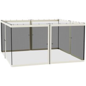 13x13 Gazebo Netting Mosquito Netting Screen with Zippers, Black Rings, High-Quality Polyester, Washable, Black (Option: Cream White-500x110x400 mm)