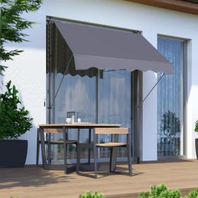 Manual Retractable Awning-78'' Non-Screw Outdoor Sun Shade Cover with UV Protection – 100% Polyester Made Outdoor Canopy Adjustable Patio Door Wi (Option: 75666587)