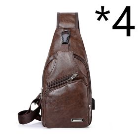 Casual Fashion Men's USB Charging Chest Bag (Option: 4pcs Coffee)
