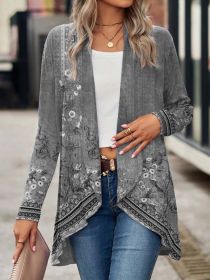 Shawl Small Suit Cardigan Outer Wear Ethnic Style (Option: Gray-XXL)